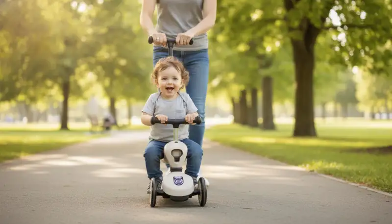 Der erste Kinderroller mit Sitz: Sicher starten
